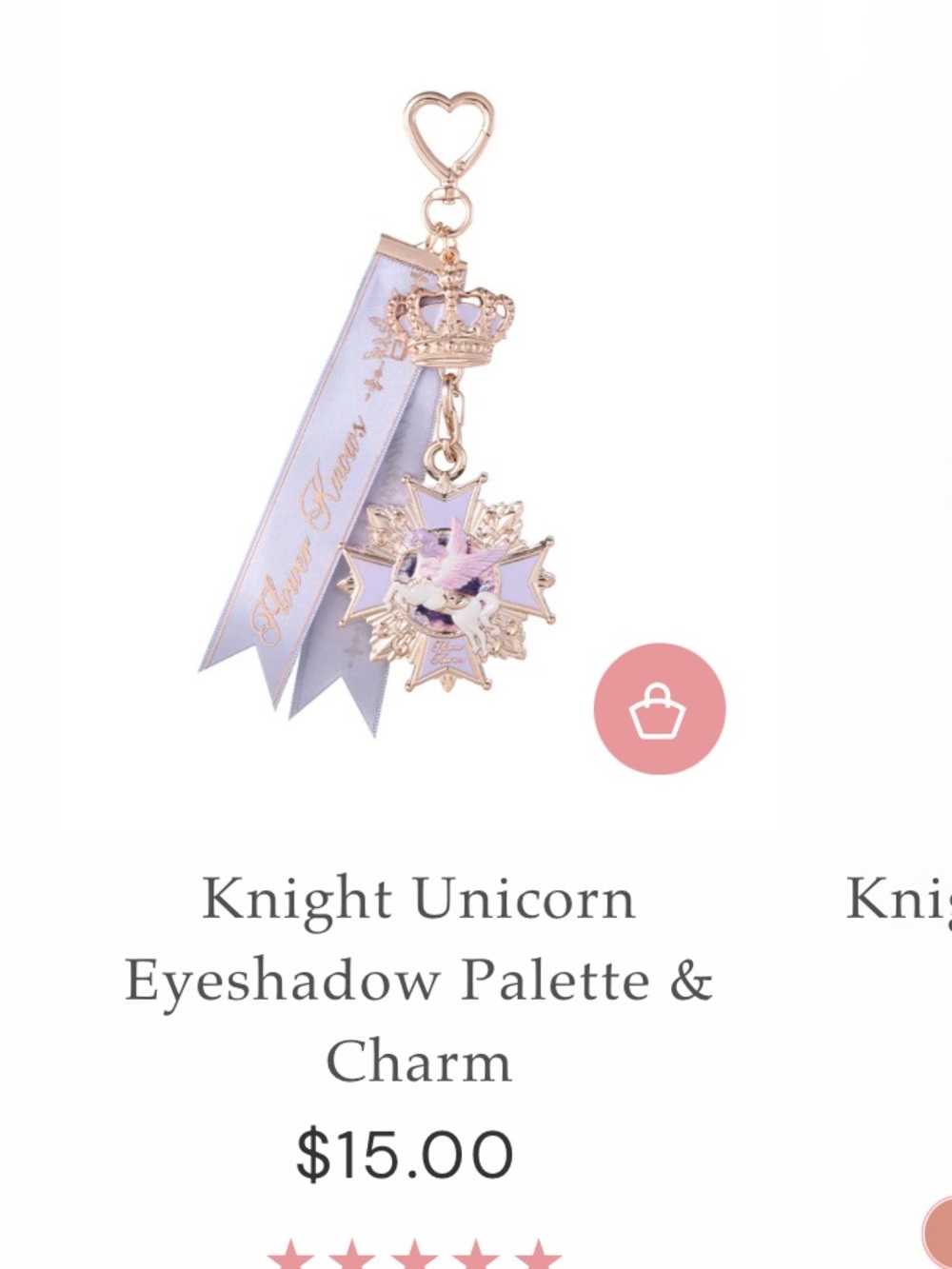 Brand New - Flower Knows Knight Unicorn Eyeshadow Palette&Charm #2 Dreamy Lilac